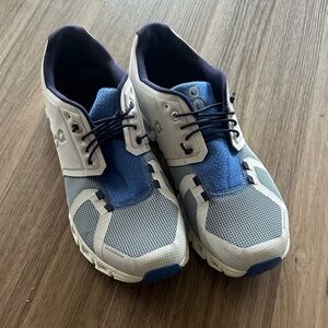 On Running Athletic Shoes in Blue and Gray